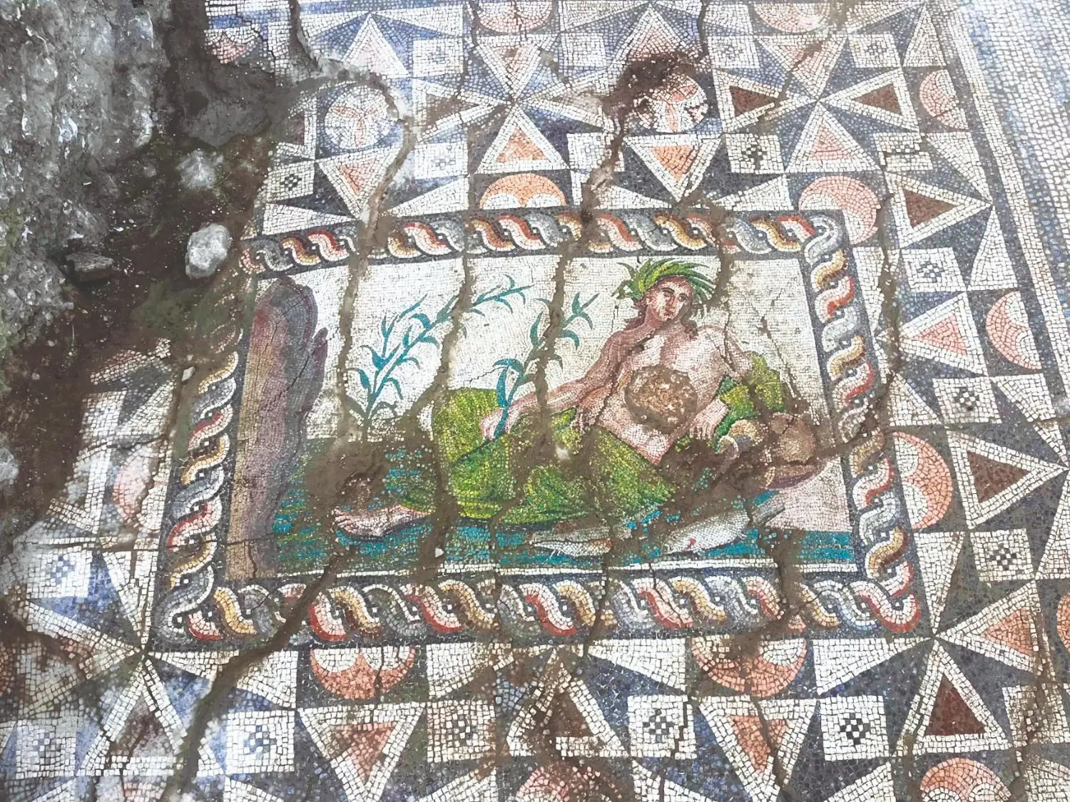 Zeldzaam riviergodmozaïek ontdekt in Aspendos