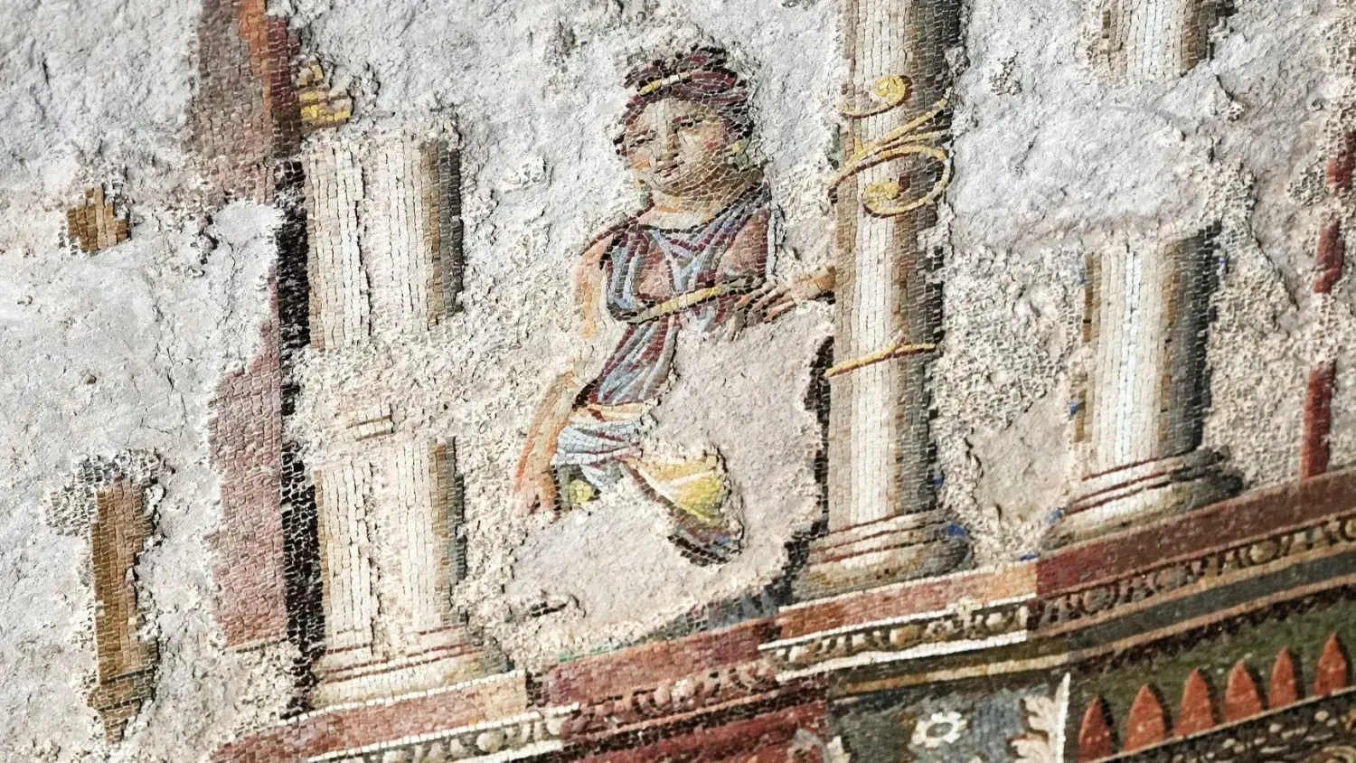 Oud fresco van de maritieme stad, mozaïek onthuld in Rome